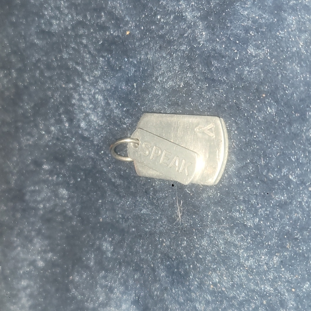 Necklace pendant silver tone supporting cancer